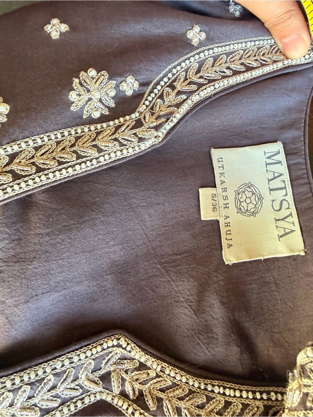 Matsya Mauve Chanderi Silk Round Anarkali Dress - Picture 4 of 10